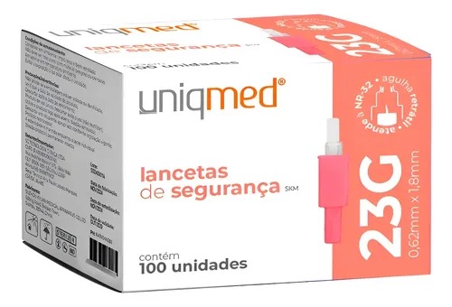 Auto Lanceta de Segurança 23G Caixa c/100 unds - Uniqmed