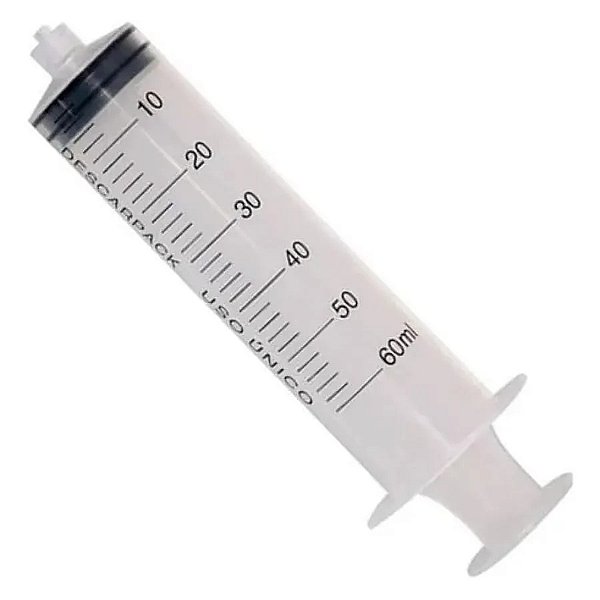 Seringa Descartável Bico Luer Lock (rosca) 60 ml Sem Agulha Unidade - Descarpack