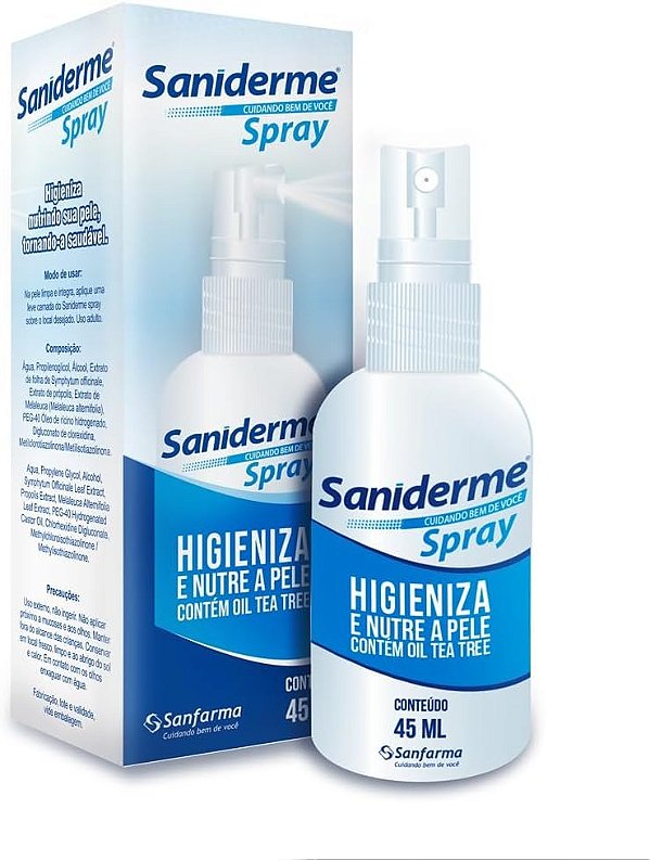 Spray Antisséptico 45ml Saniderme - Cicatrizan