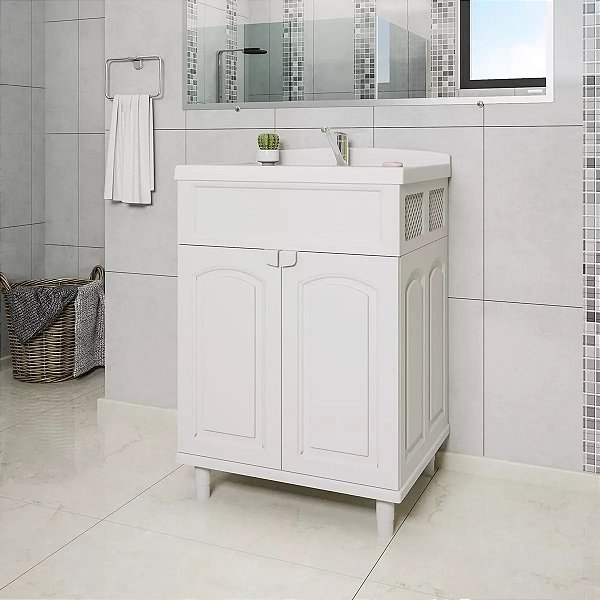 Gabinete Para Banheiro Astra GAB2-BR1 2 Portas Branco Com Lavatório