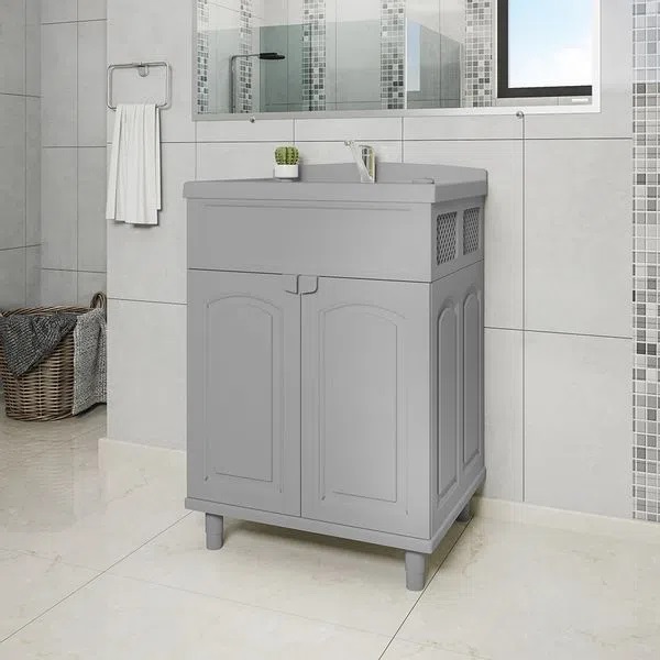 Gabinete Para Banheiro Astra GAB2-BR1 2 Portas Cinza Com Lavatório