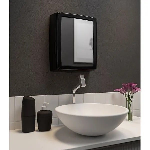 Armário Plástico Versátil com Porta Reversível 30x11x37cm de Sobrepor Preto Astra