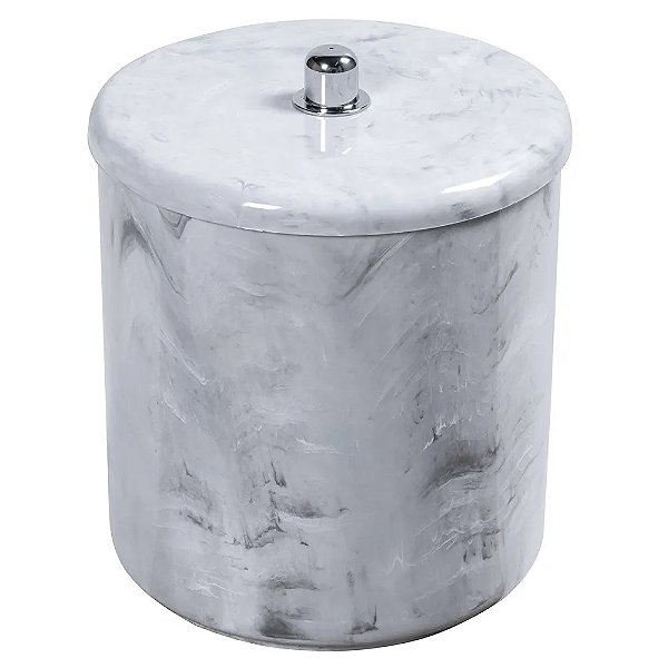 Cesto Multiuso Com Tampa 6l Branco Marmorizado Pia Astra