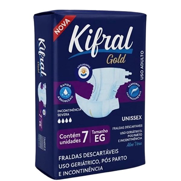 Fralda Geriátrica P M G EG-XG Promoção Atacado Kifral Gold Desartável 8 peças