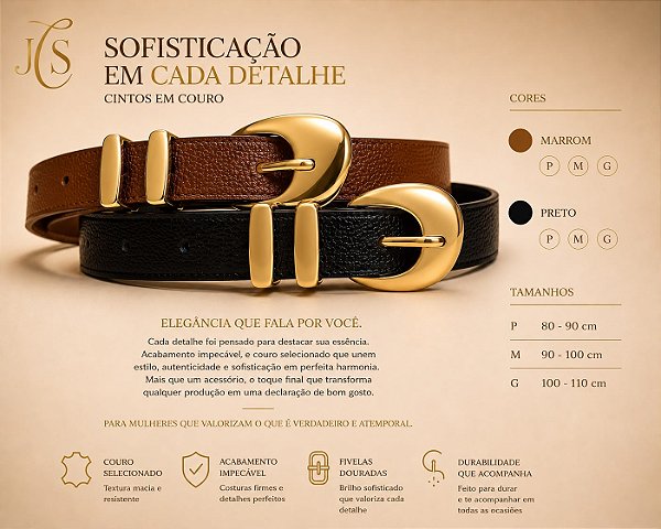 Cinto de couro JCS Preto