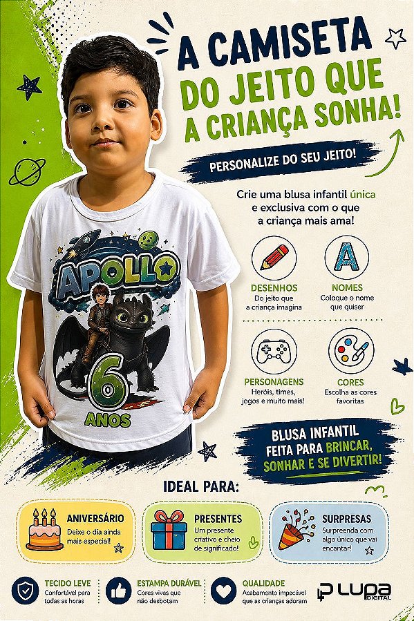 Blusa branca infantil personalizada