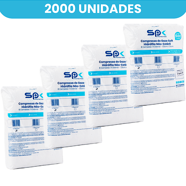 Compressa De Gaze 9 Fios Hidrófila Não Estéril SOFT - 4 Pacote C/ 500 Unidades