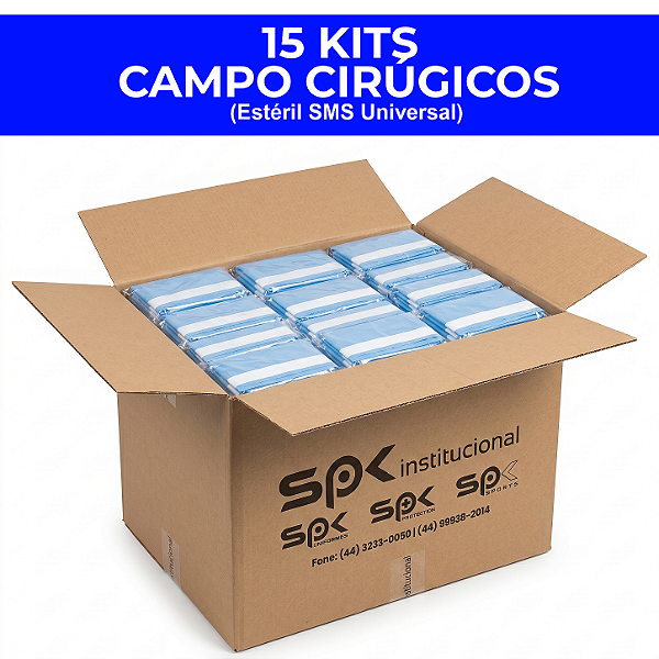 15 Kit Campo Cirúrgico Estéril Sms Universal 5 Pçs Descartável - Caixa Master