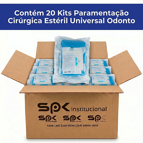 20 Kits Paramentação Cirúrgica Implante 19 Peças Colorido - Caixa Master