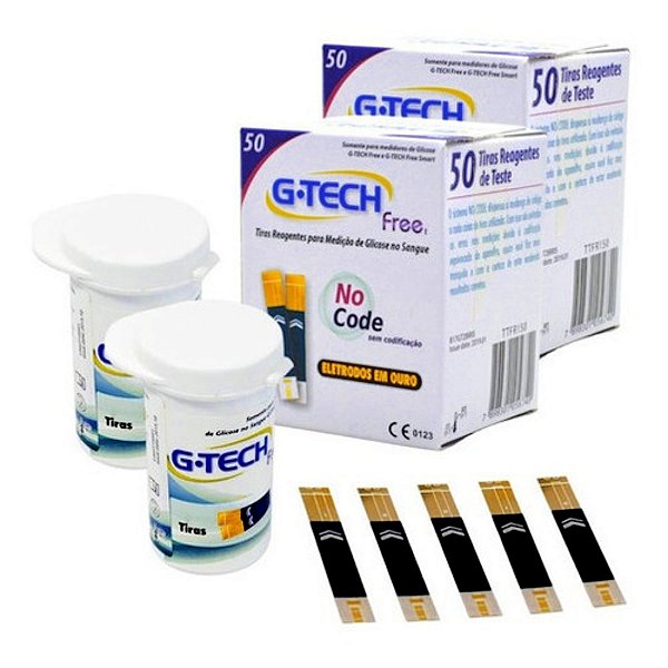 Tiras Reagentes Medir Diabetes Glicose Glicemia 100 Un Free - 2 Caixas C/ 50 Unidades