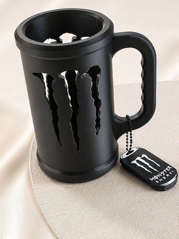 Porta Caneca Monster Preto com Chaveiro Abridor
