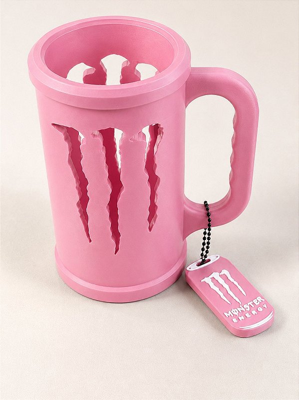 Porta Caneca Monster Rosa com Chaveiro Abridor