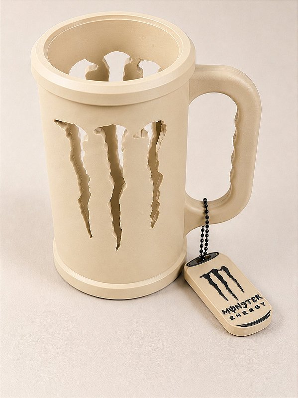 Porta Caneca Monster Bege com Chaveiro Abridor