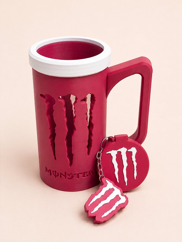 COMBO DUO PORTA CANECA MONSTER PINK E BRANCO