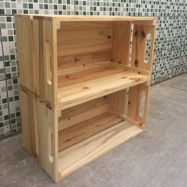 Caixote WoodLife tradicional quadrado de feira 60x30x30 cm