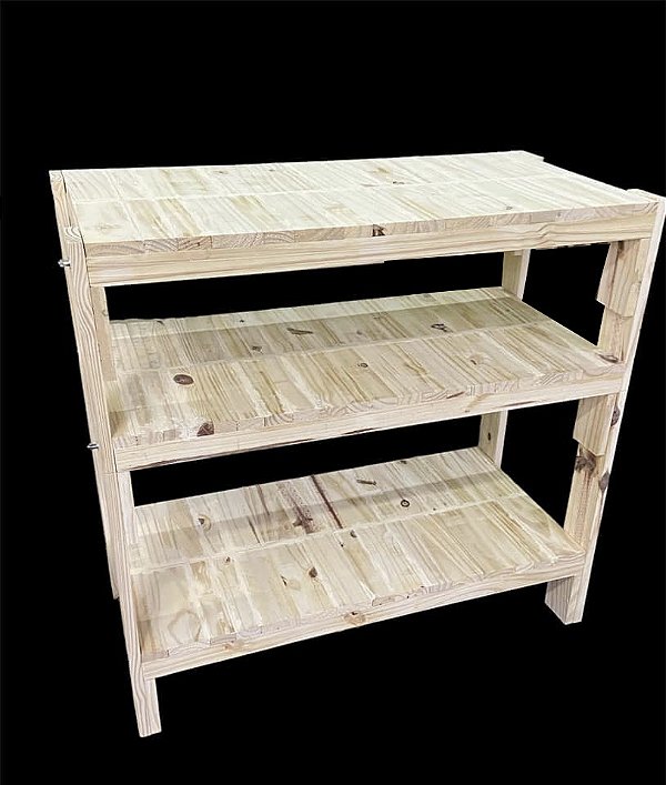 Estante aparador expositor stang de madeira 3 prateleiras