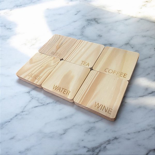 Porta suporte apoio de copo de madeira bebidas