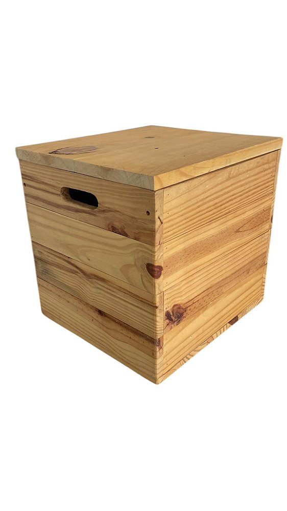 Baú caixote arquivo 40x40x40 em pinus caixa organizadora de madeira