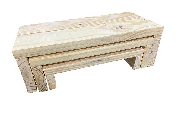 trio suporte bolo doce para mesa aniversário madeira pinus