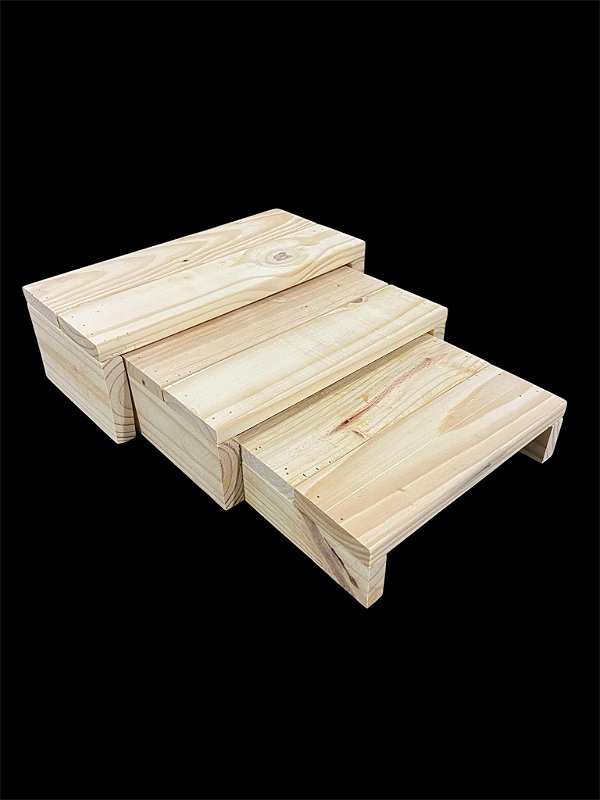 3 Suportes para bolo doce para mesa aniversário madeira pinus