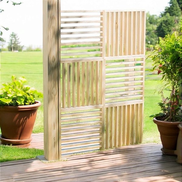 Cobogo ripado de madeira para divisória vertical jardinagem paisagismo