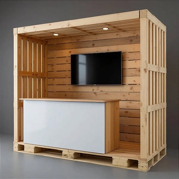 Estande de madeira pallet fechado