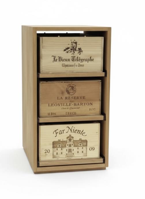 Armário torre 3 gavetas estilo caixa de vinho customizado a laser