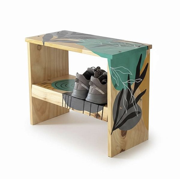 Sapateira pintura orgânica madeira pinus para 6 pares organizador de sapatos