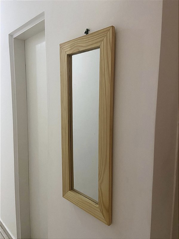 Espelho com moldura de madeira pinus para corpo inteiro 95x40 cm