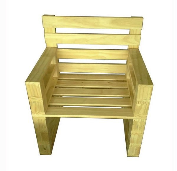 Poltrona Cubo em Pallet Natural 90x60x60