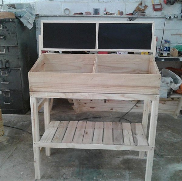 Estante gondola aparador expositora feira com lousa mercado