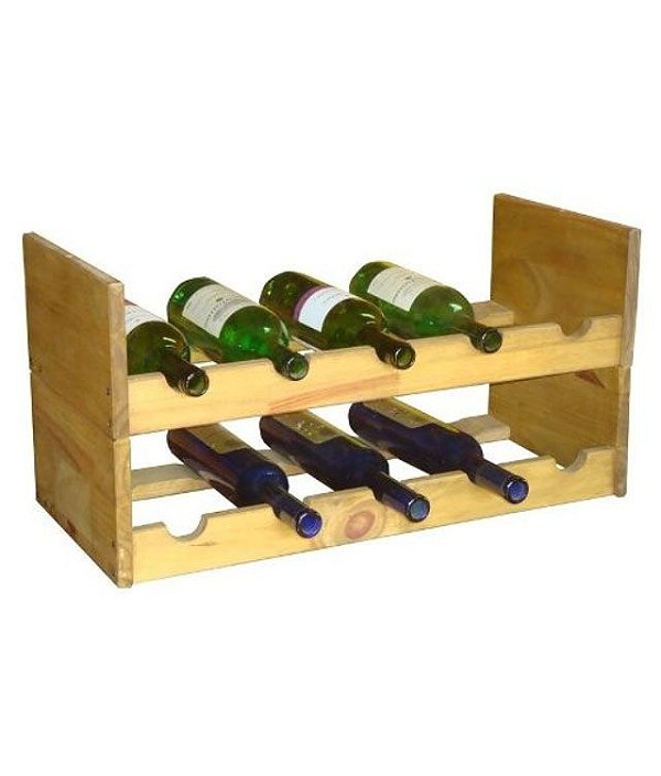 Adega 12 garrafas em pinus cru ou com verniz