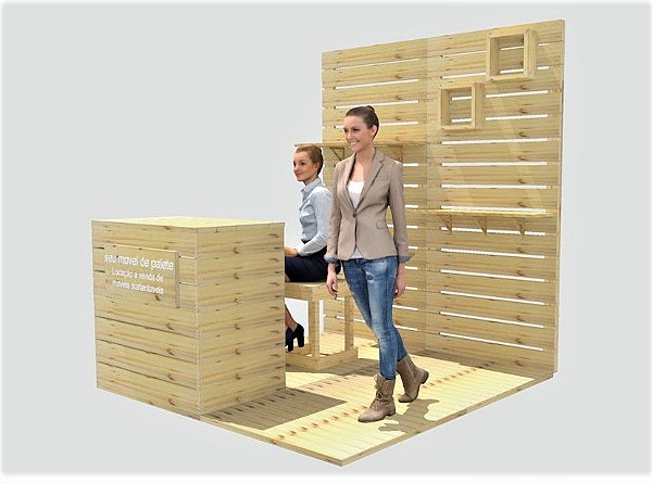 Estande feira de negócios EcoWood de pinus sustentável para eventos e feiras de negócios - pavilhão 200x200 cm