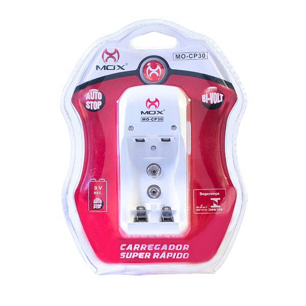 Carreg.MO-CP30 s/ Pilhas Bi-Volt - Auto Stop p/ pilhas e 9V