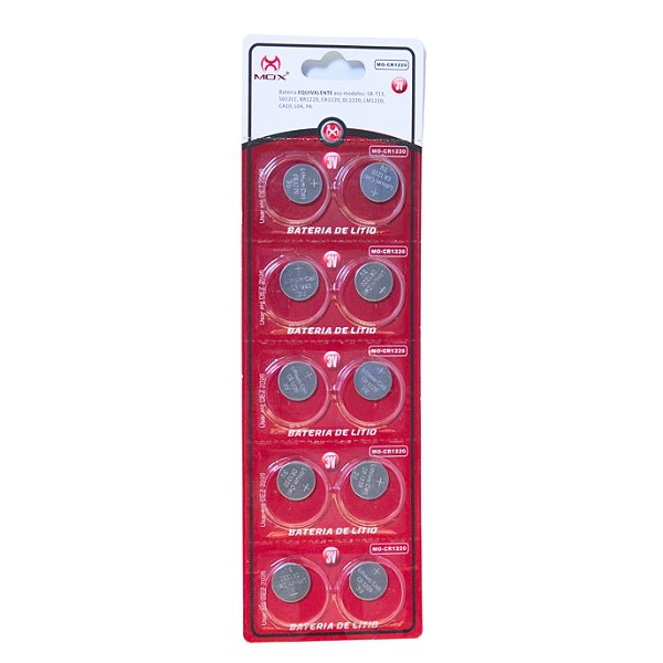 BATERIA BOTAO MOX MO-CR1220 (CARTELA C/ 10 PCS)