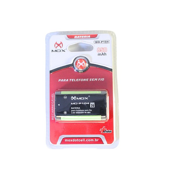 BATERIA P/ TEL S/ FIO MOX MO-P104 (2AA, 2.4V, 300 mAh) Plug Universal