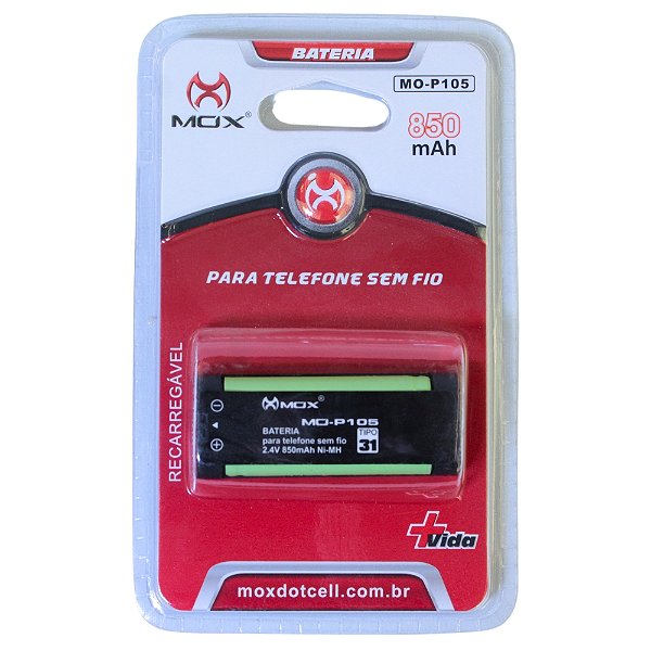BATERIA P/ TELEFONE S/ FIO MOX MO-P105