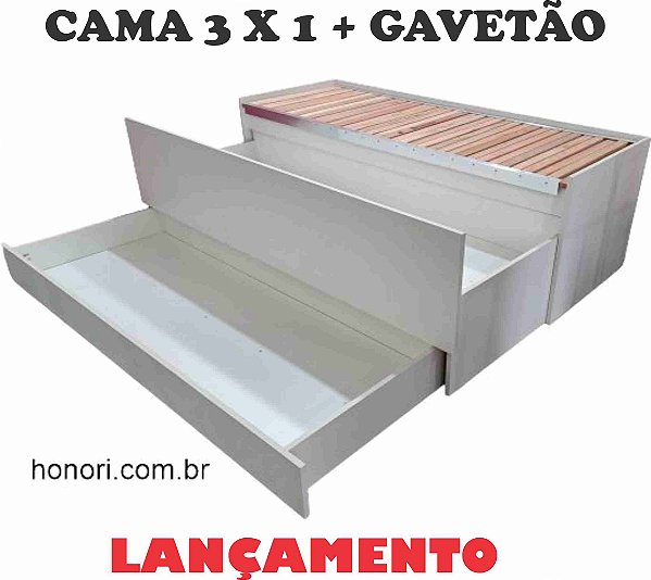 CAMA 3 EM 1 - COM GAVETA - VERSA TITANIC - daybed - VARIAS CORES