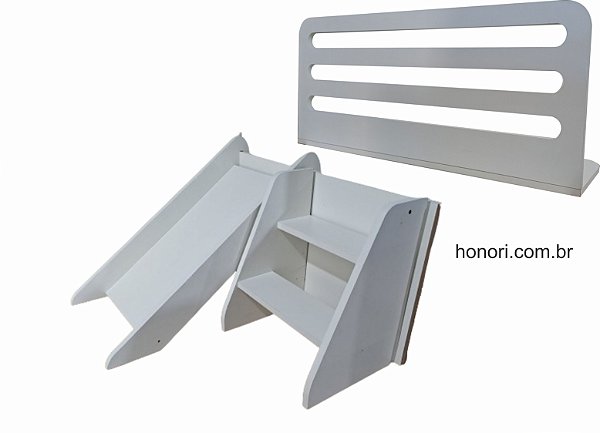 Kit infantil - Escorregador + Escadinha + grade - mdf 15mm branco tx