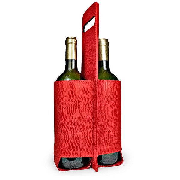 Porta vinho duplo lezard vermelho