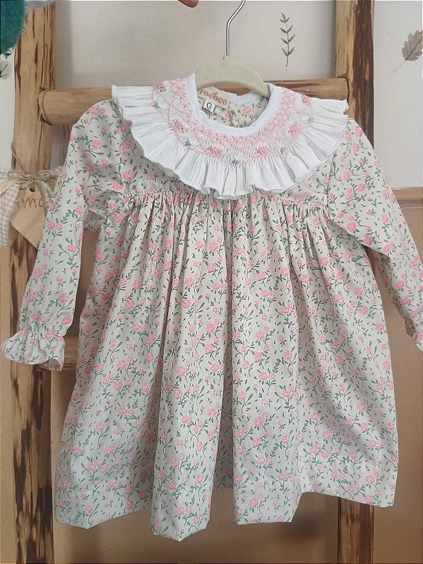 Vestido Ponto Smock rosa