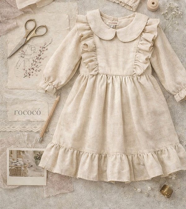 Vestido Magnólia com Gola e Babado