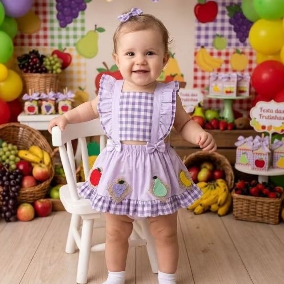 Vestido Infantil Temático Frutinhas Colorido