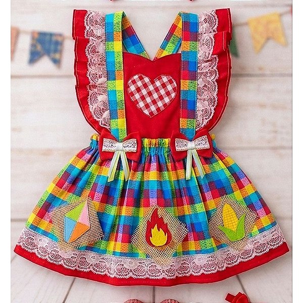 Vestido Infantil Festa de São João Estampado