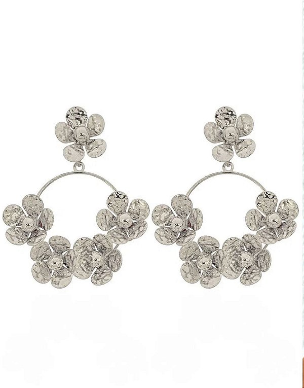 Brinco Design Flores - Prata