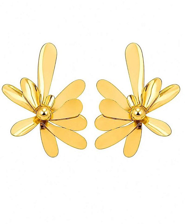 Brinco Flor Lisa - Folheado