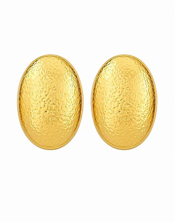 Brinco Design Oval Martelado