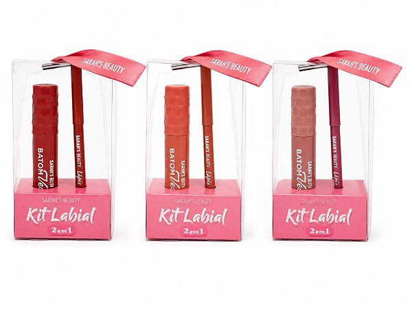 KIT LABIAL SARAH'S BEAUTY (• 1 Batom líquido • 1 Lápis para contorno labial)