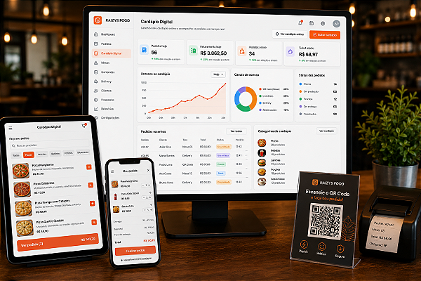 Sistema para Cardápio Digital com Pedidos Online - Raizys