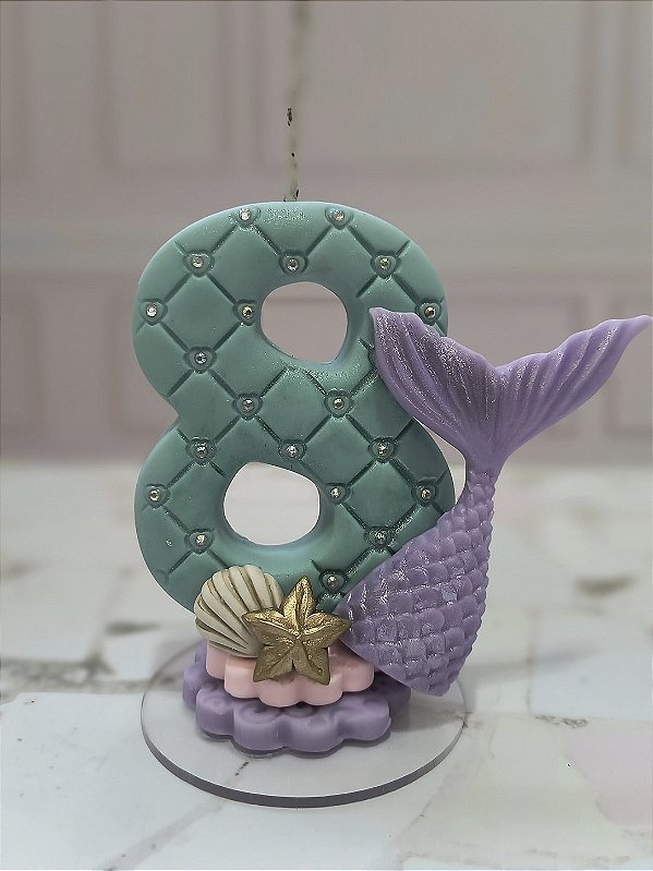 Vela Sereia Minimalista em Biscuit
